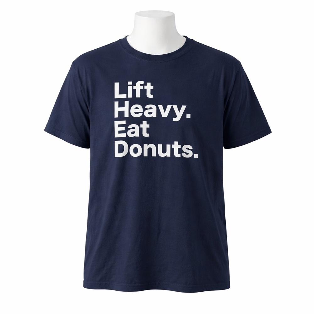 Size L Lift Heavy Eat Donuts 100% Cotton Tshirt
